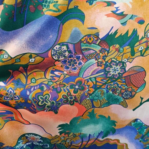 Vintage Kiyomi Hawaii 70s Dress Womens Size 10 Maxi Disco Tropical Psychedelic - Picture 8 of 14